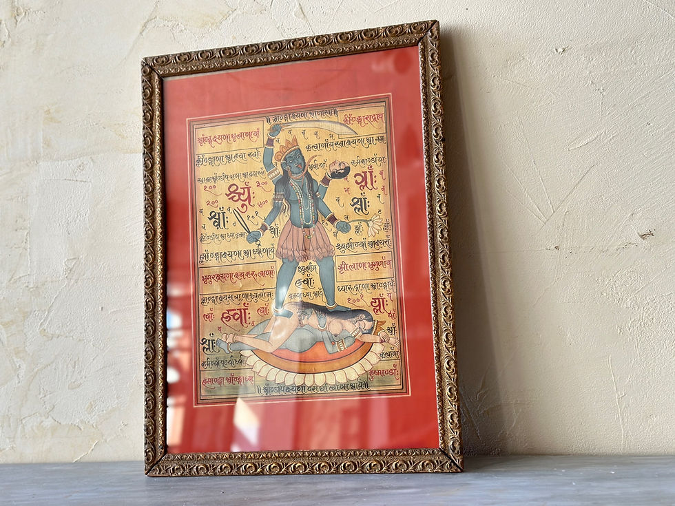 サムネイル： india antique handpaint with wooden flame