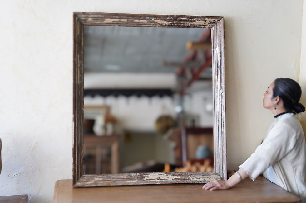 India antique teakwoodflame mirror ②