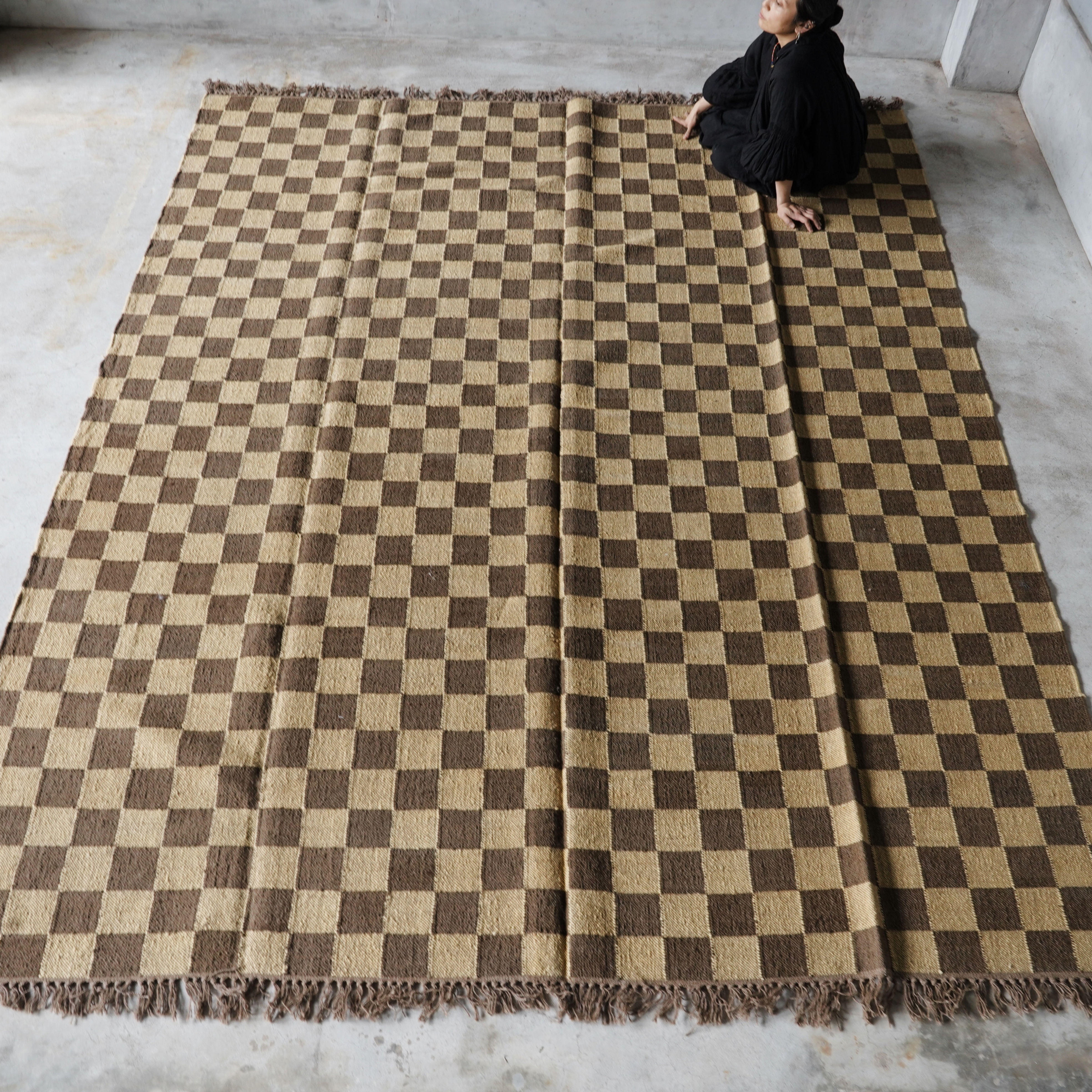インド ハンドメイド ナチュラルキャメルラグ③