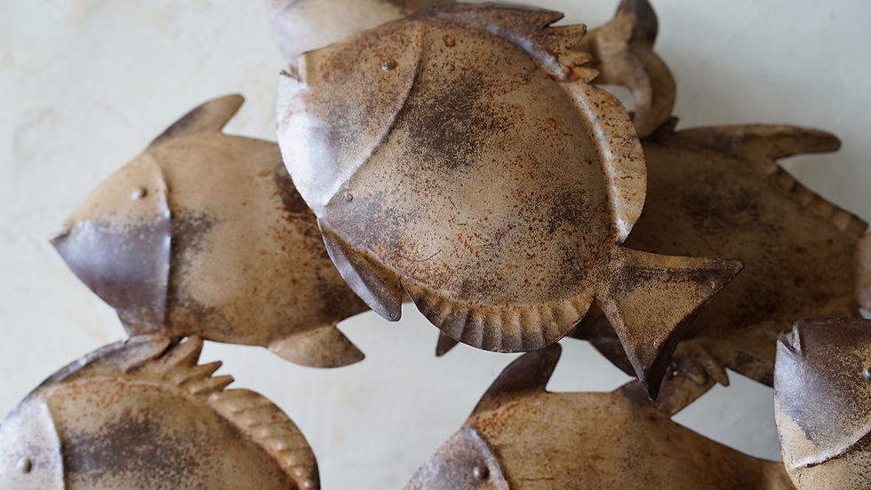 サムネイル： Indian handmade iron fish wall hanging object