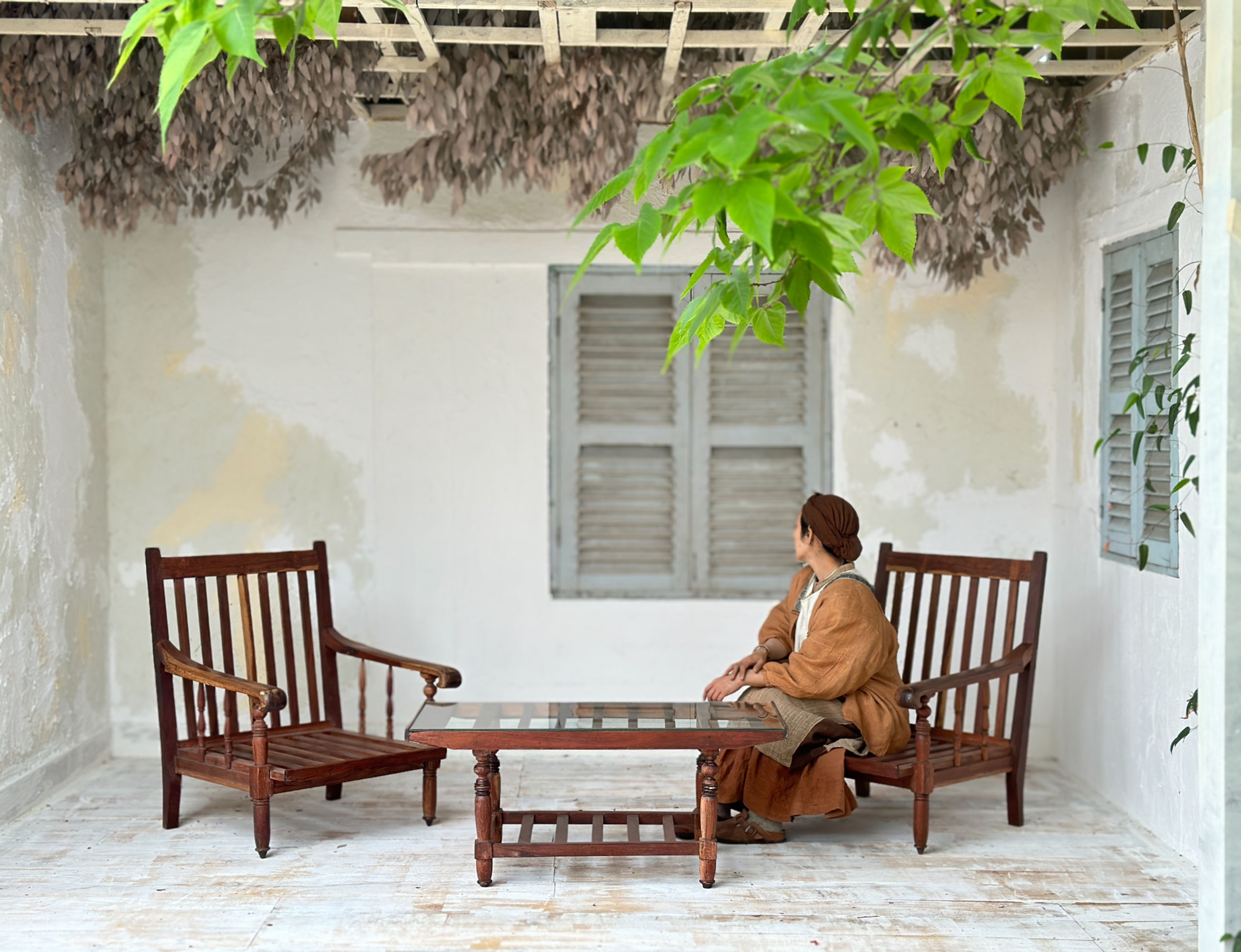 vietnum vintage teak wooden dining 3set