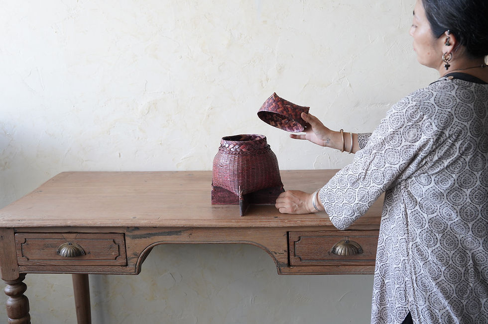サムネイル： Thailand vintage small handmade bamboo pot