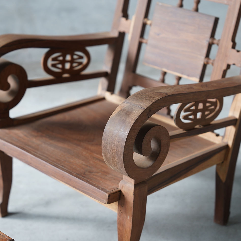 サムネイル： ベトナム ヴィンテージ アカシア チェア＆オットマン　②