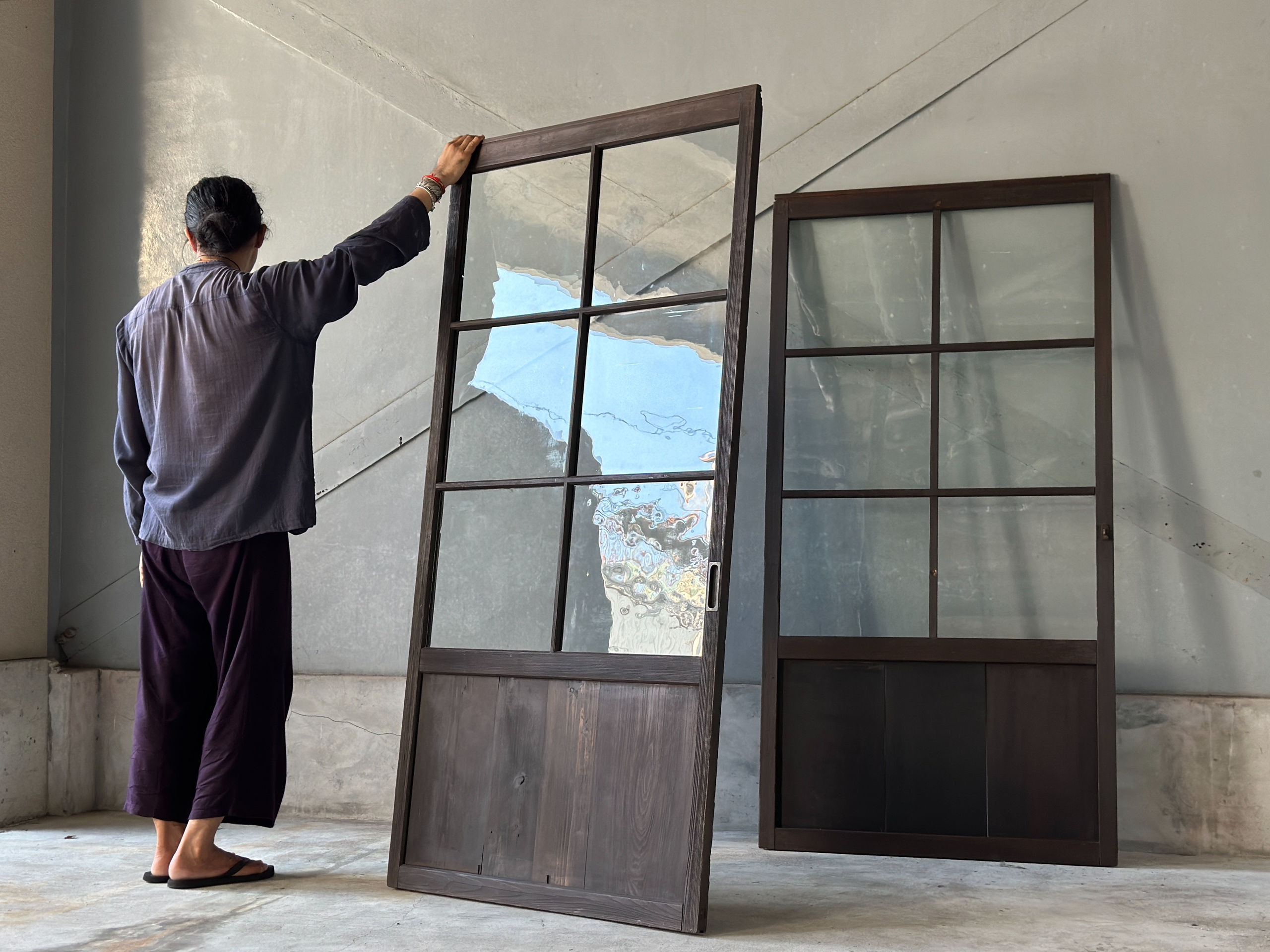 Japanese antique old house door set of 2