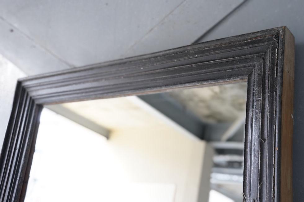 サムネイル： India antique teakwoodflame mirror ④
