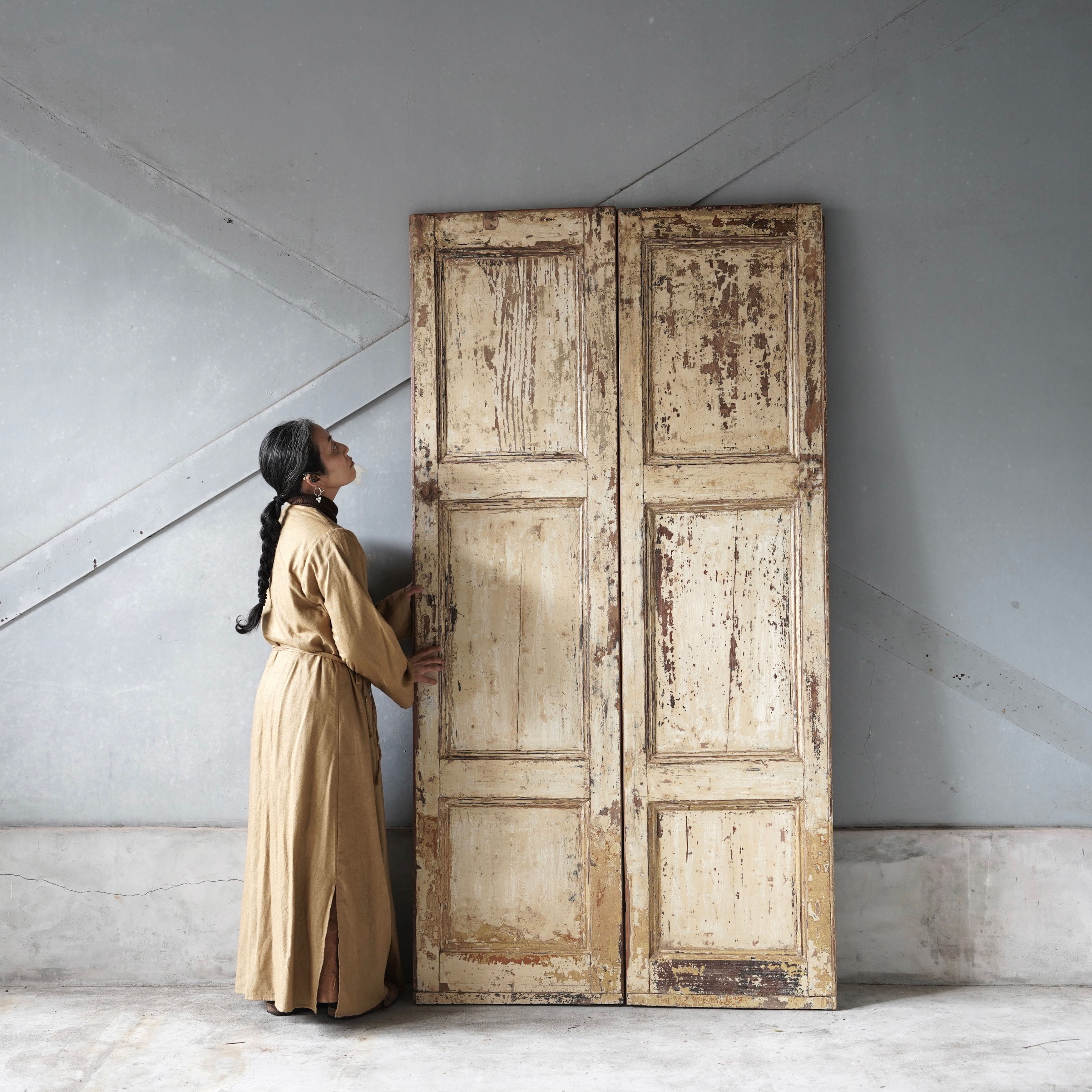 India antique teakwood door set