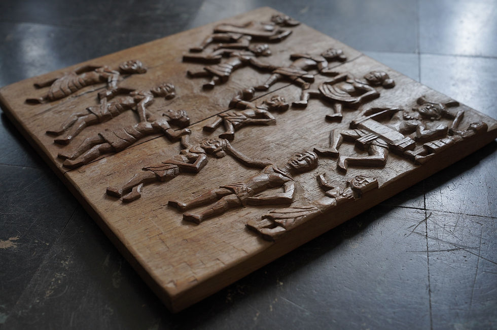 サムネイル： India antique tribal woodcarving festival panel
