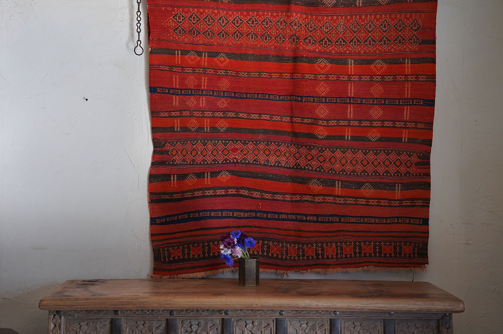 サムネイル： india antique tribal wool hand spun &hand woven rug