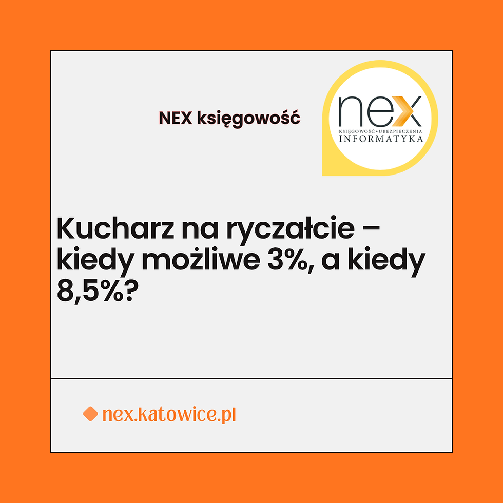 Kucharz na ryczałcie - kiedy możliwe 3% a kiedy 8,5%?