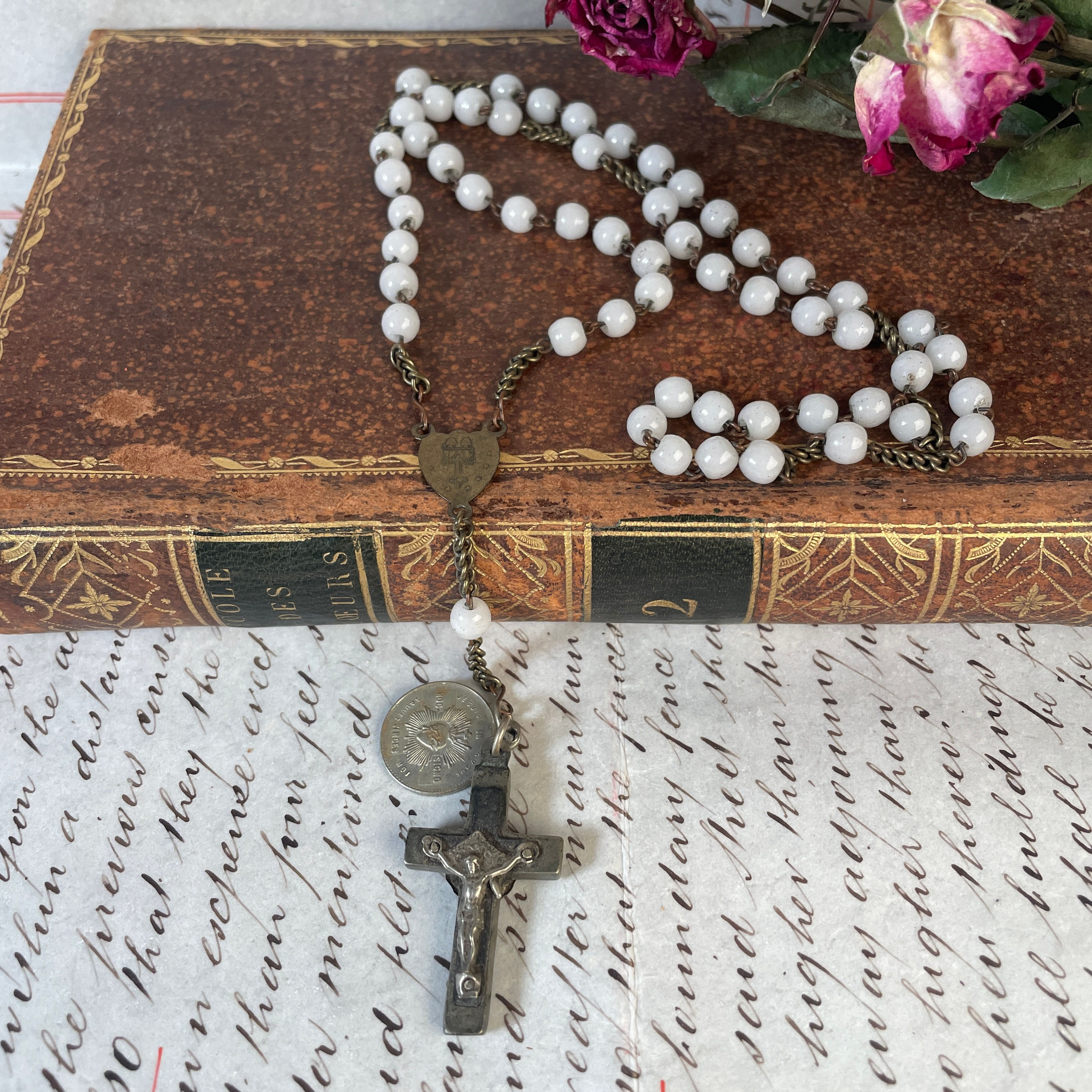 Rosary with Glass Beads and Crucifix