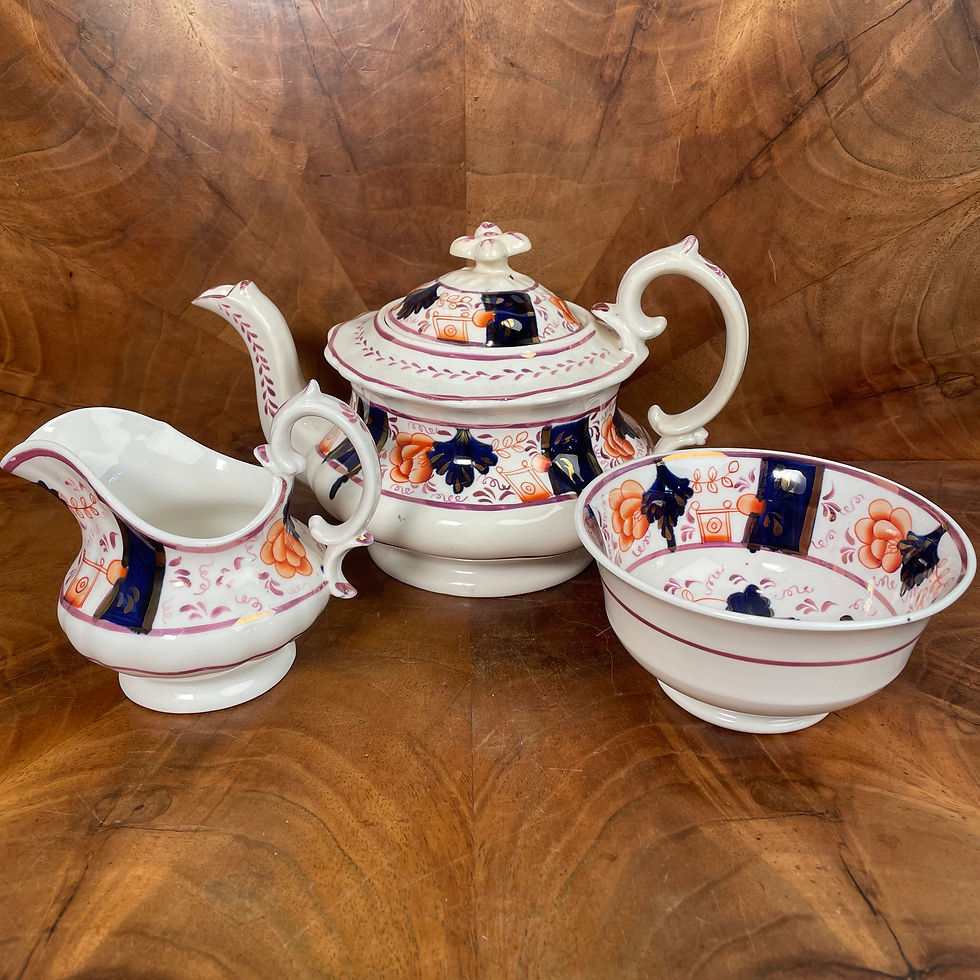 Thumbnail: Victorian Tea Pot Milk Jug and Sugar Bowl
