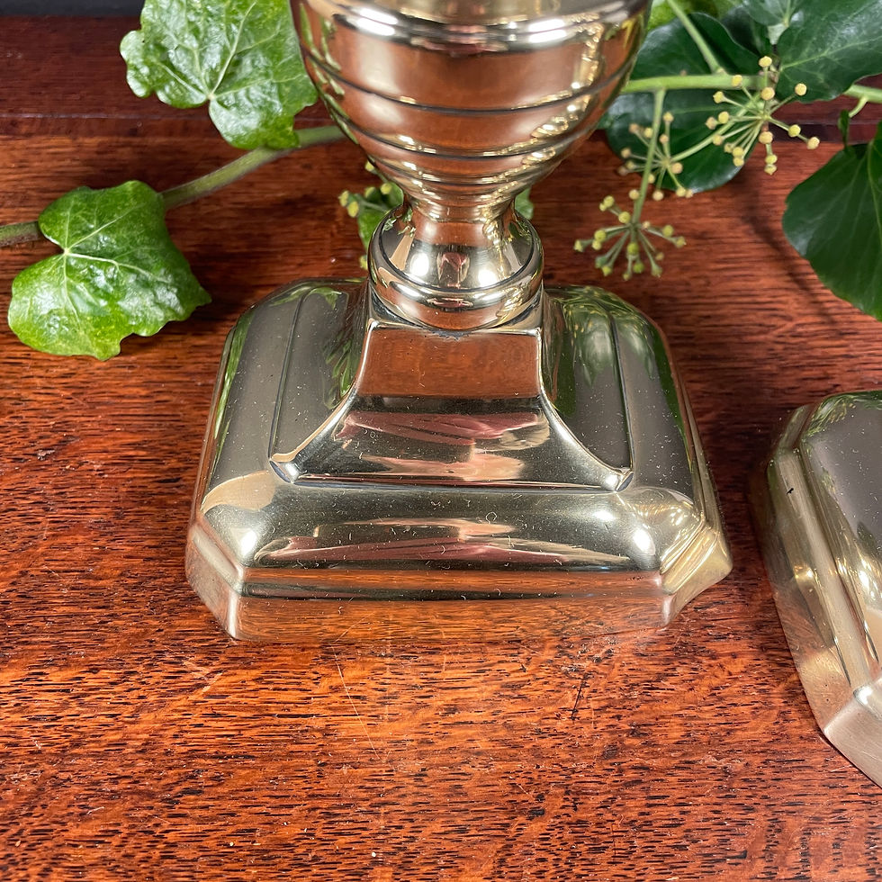 Thumbnail: Large Pair of Victorian Brass Candlesticks 