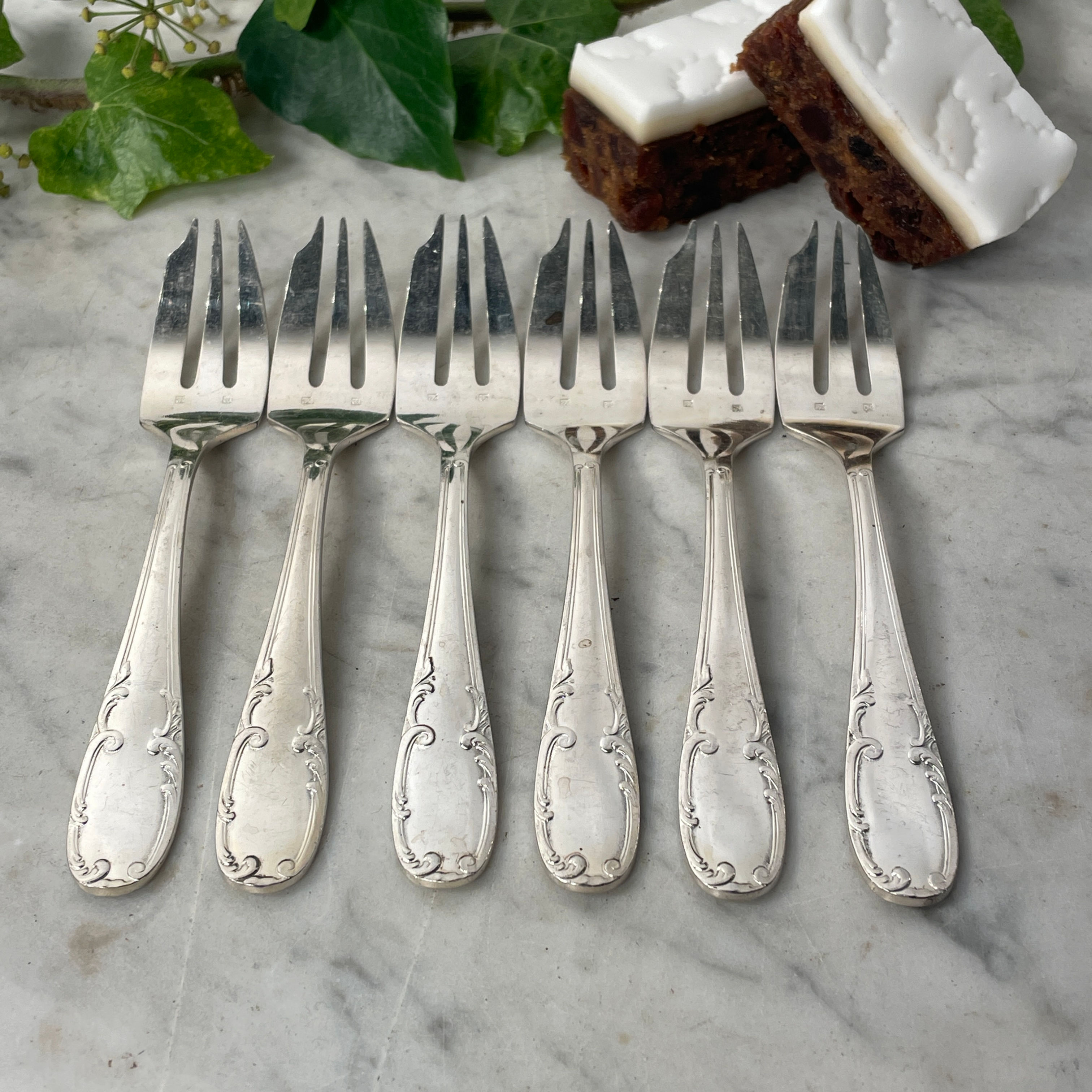 Set of 6 Silver Plated Cake Forks 