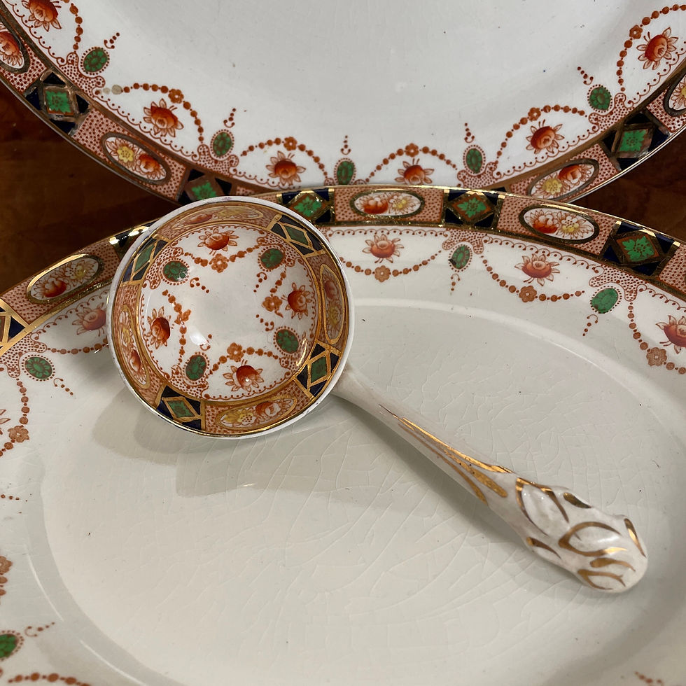 Thumbnail: A Pair of Mock Derby Serving Plates and Ladle 
