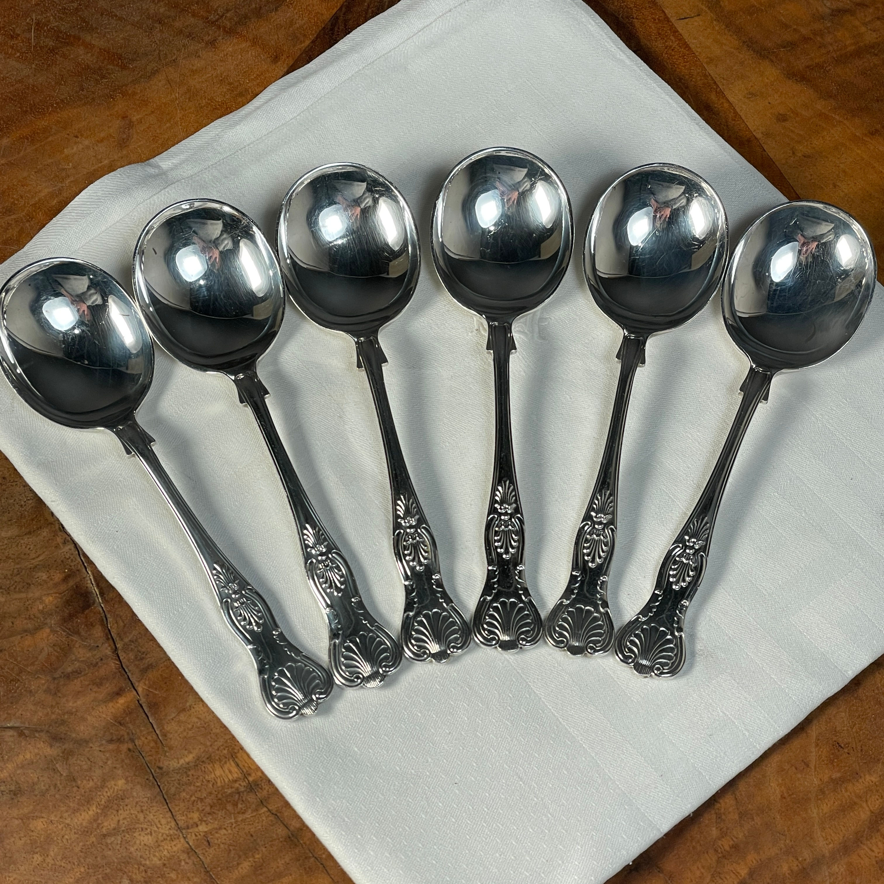 A set of 6 Kings Pattern Soup Spoons 