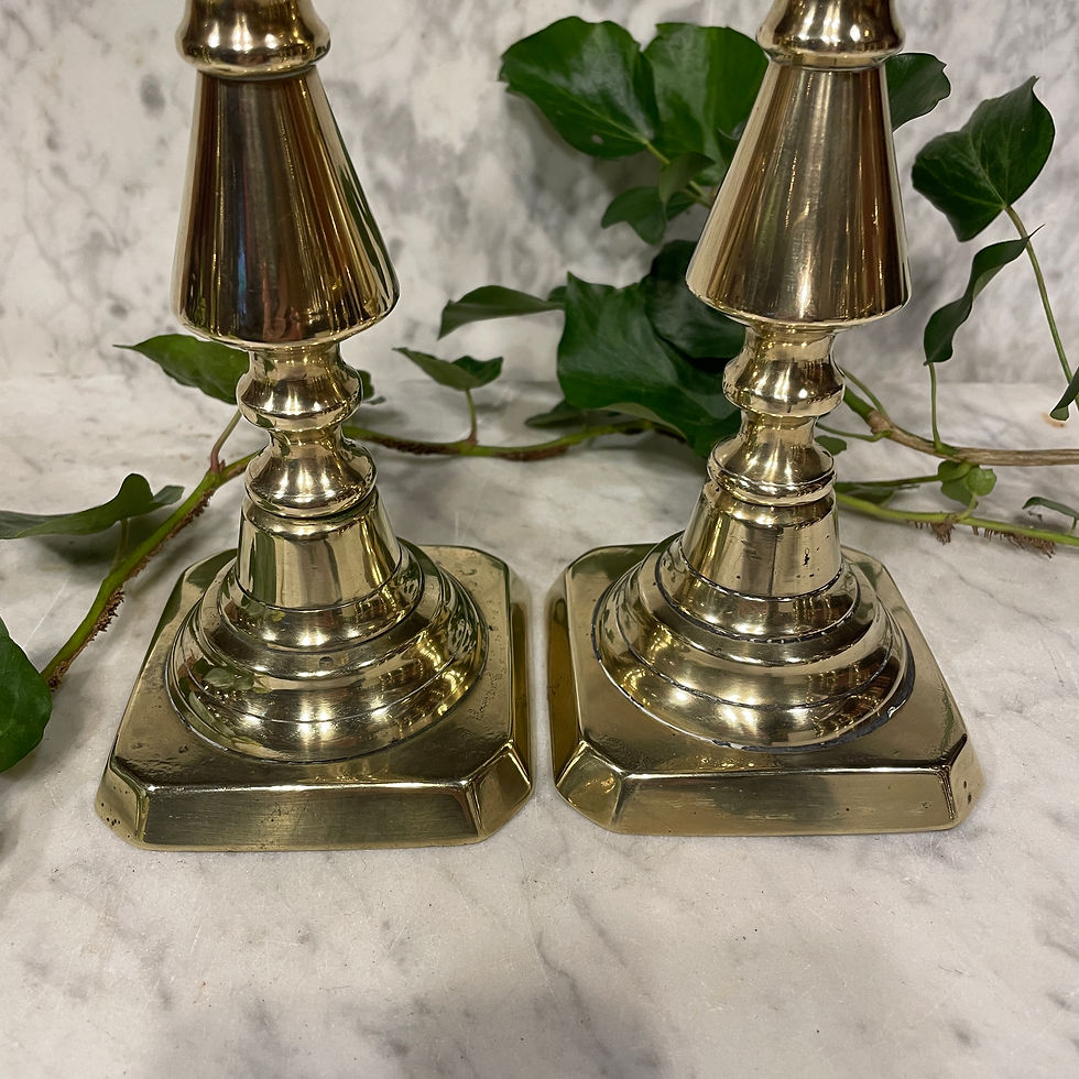 Thumbnail: Large Pair of Victorian Brass Candlesticks