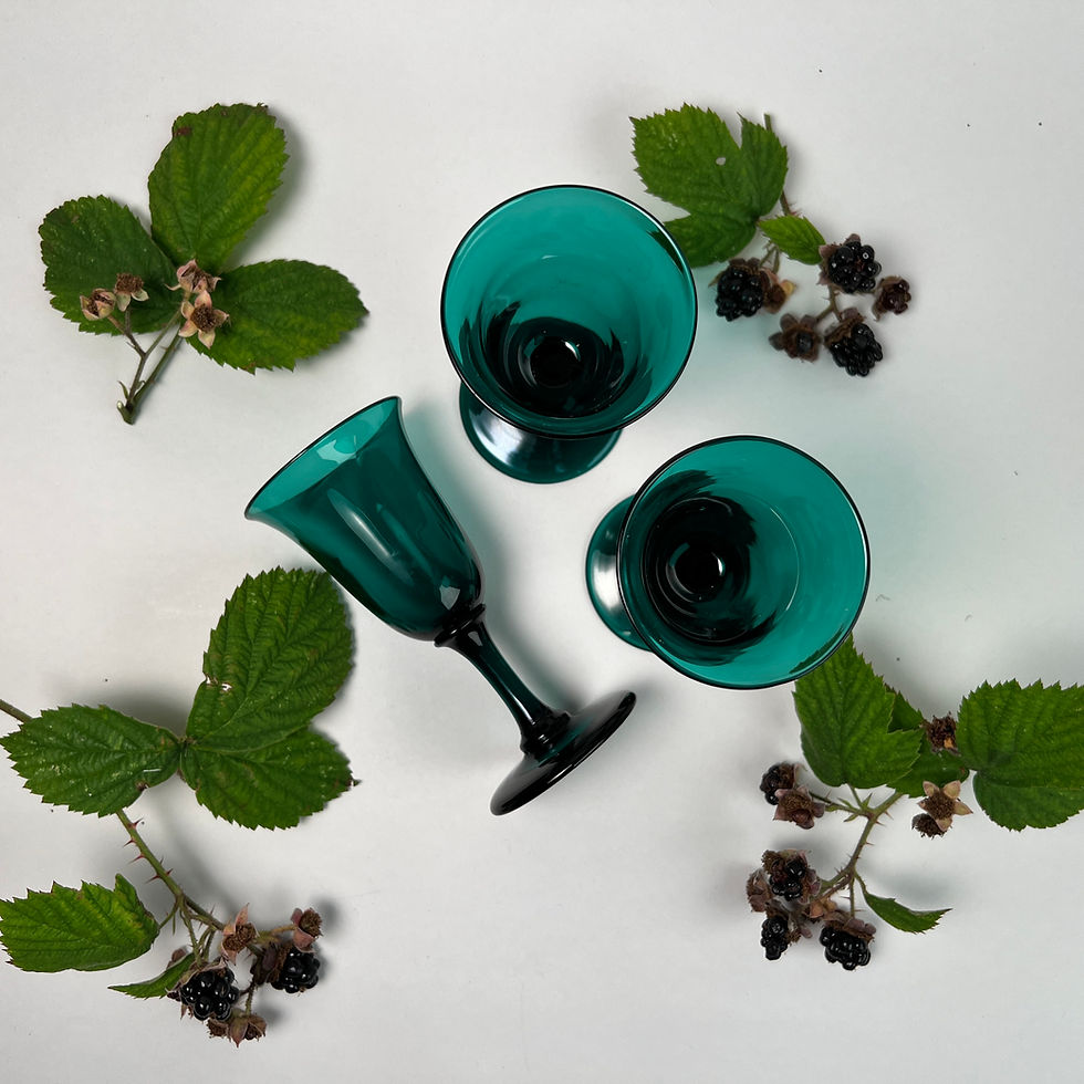 Thumbnail: Set of 3 Green Tulip Shaped Glasses