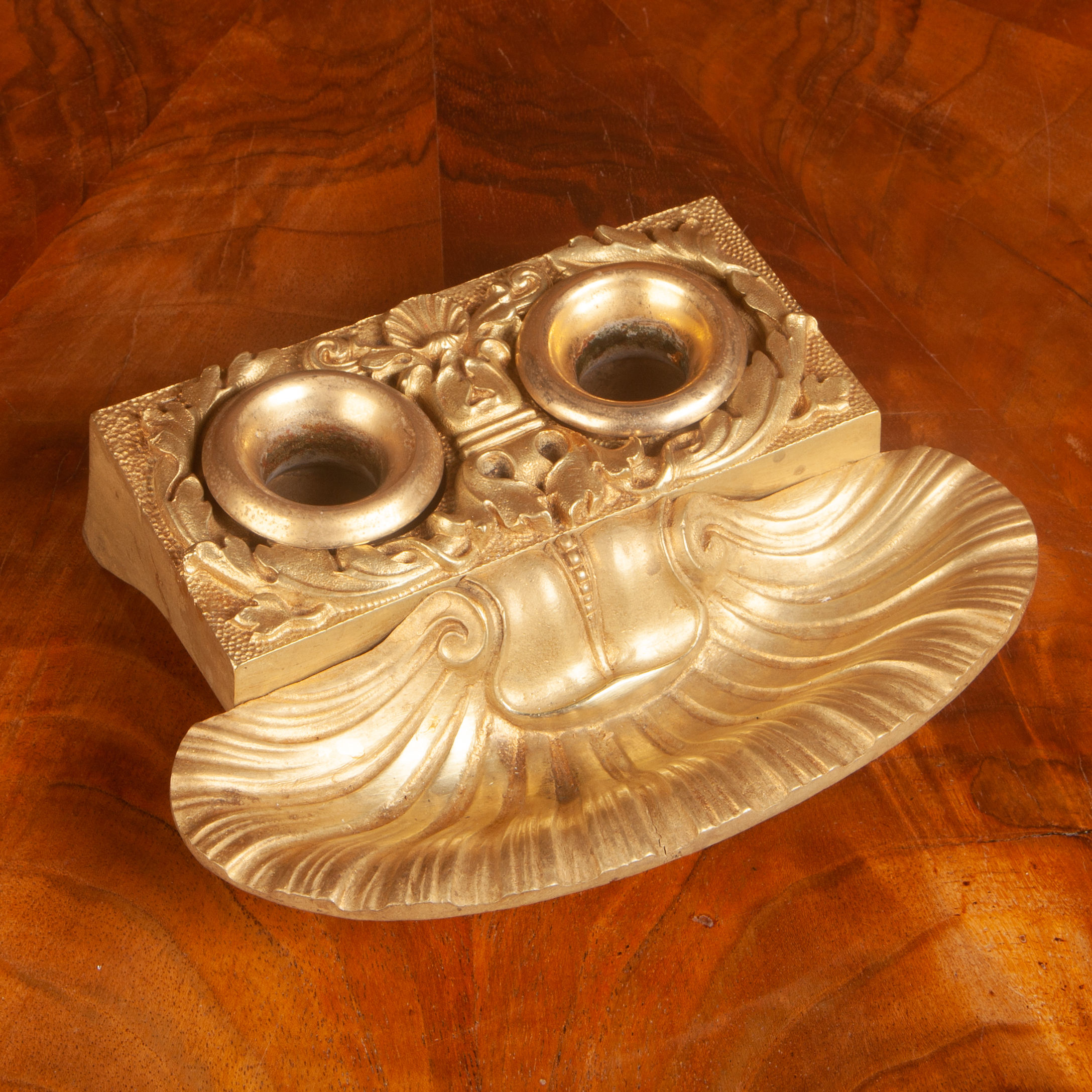 Mid Victorian Gilded Bronze Inkwell