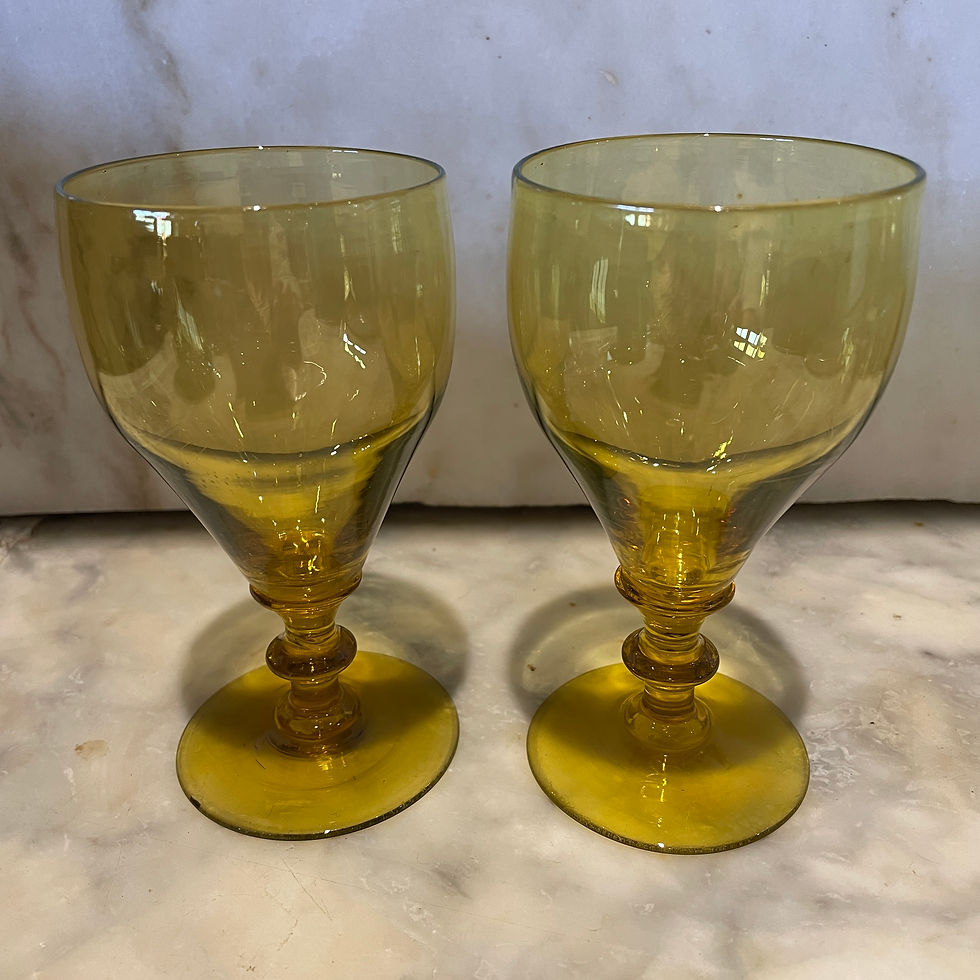 Thumbnail: Pair Of 19th Century Amber Glass Goblets