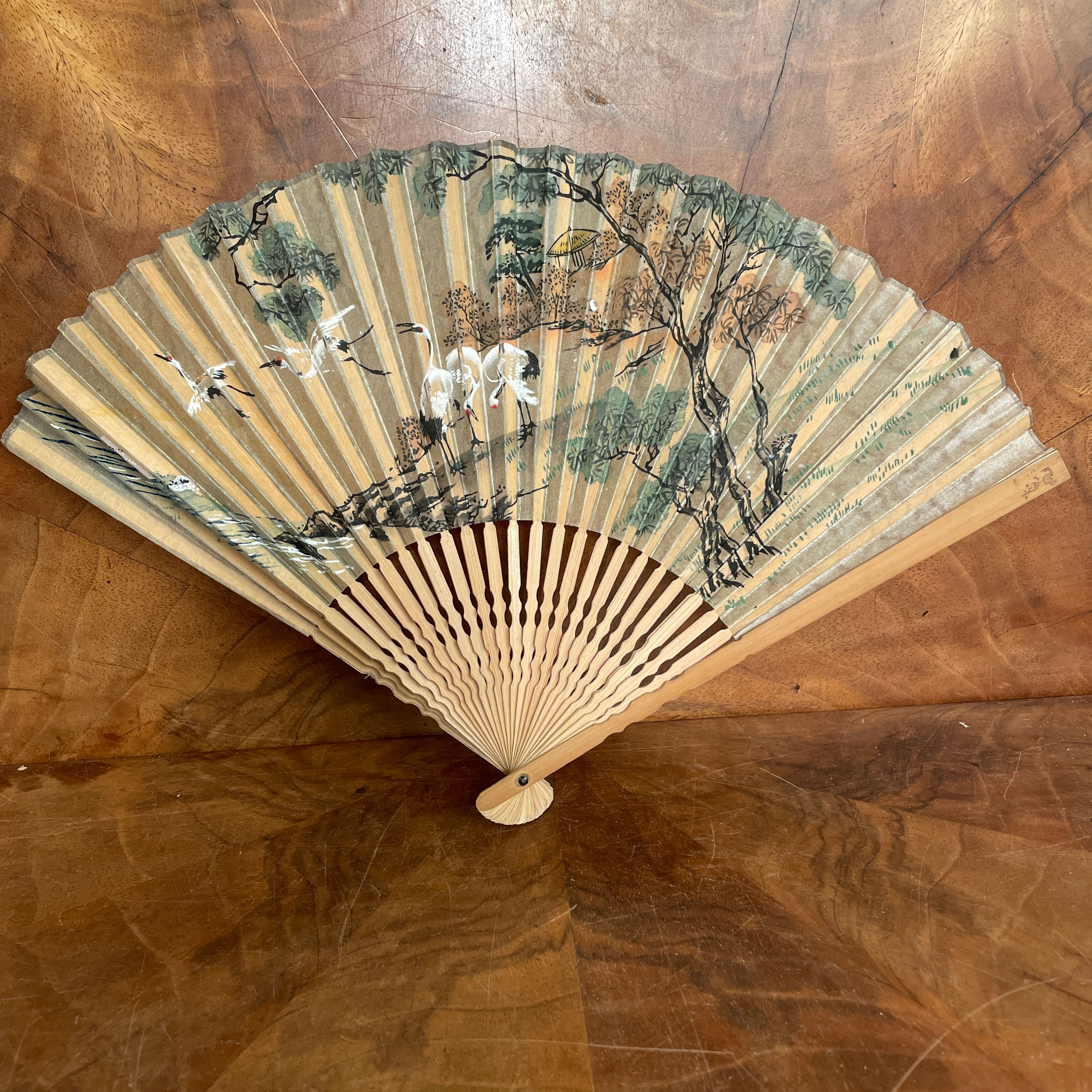 Hand Painted Fan in The Chinoiserie Style