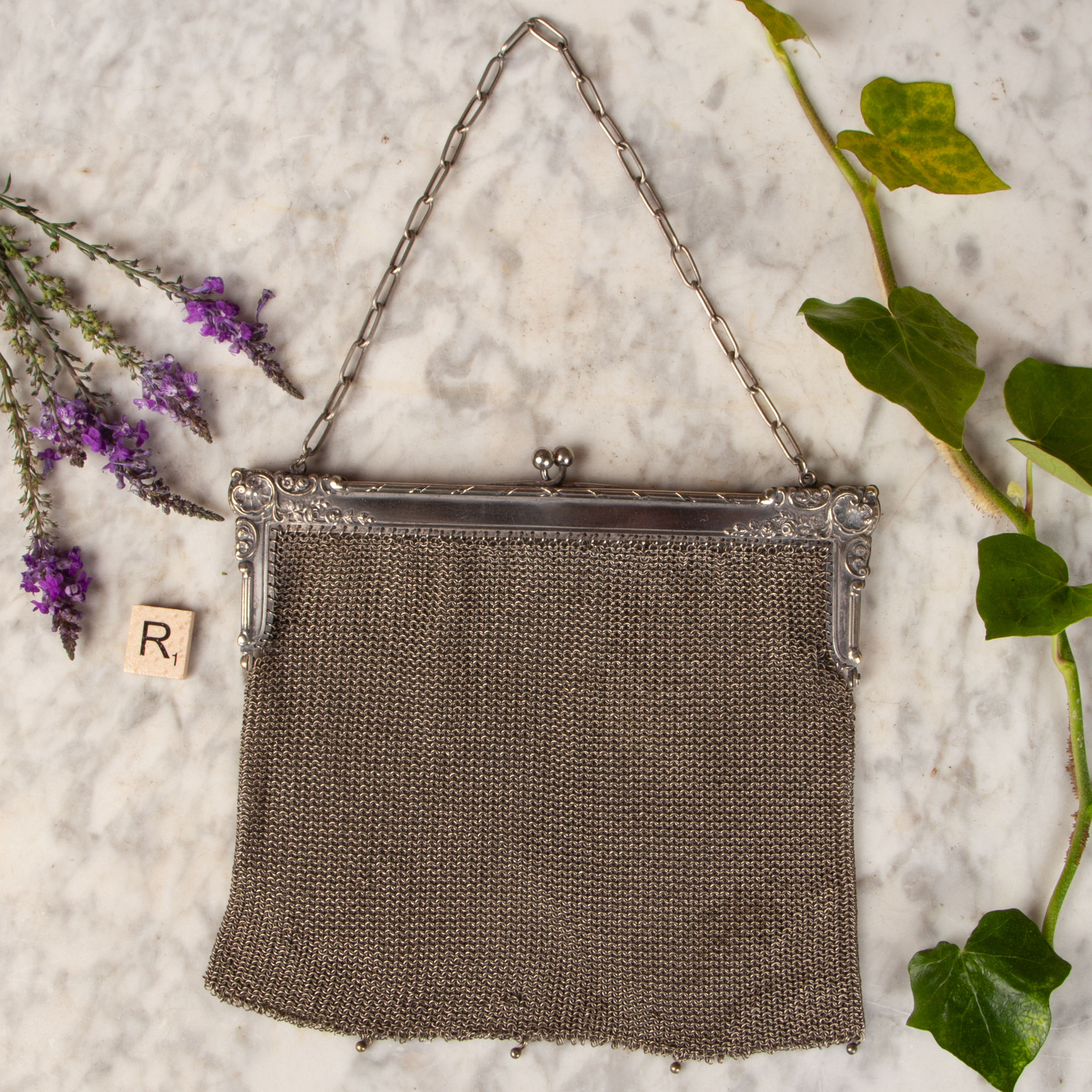 A Large Silver Plated Mesh Purse/Handbag