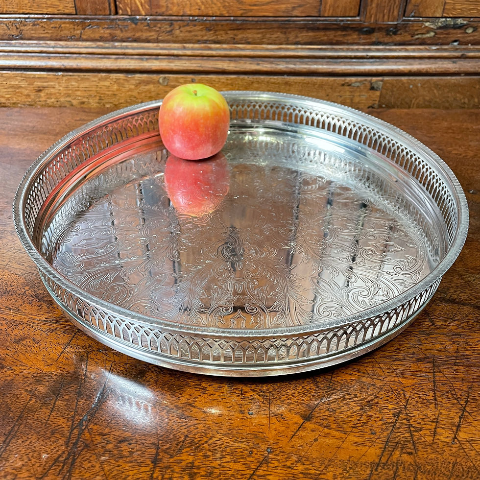 ALarge Round Silver Plated Gallery Tray
