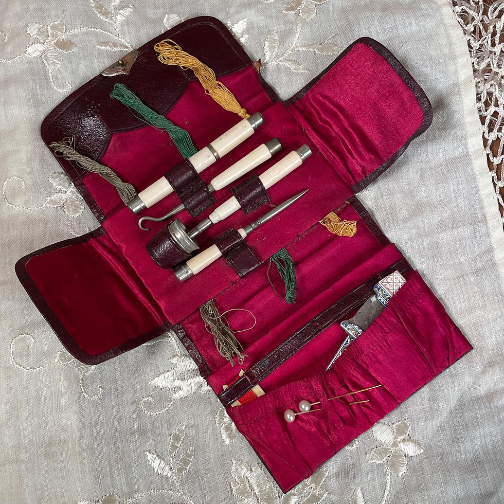 A Victorian Traveling Sewing Kit or Etui