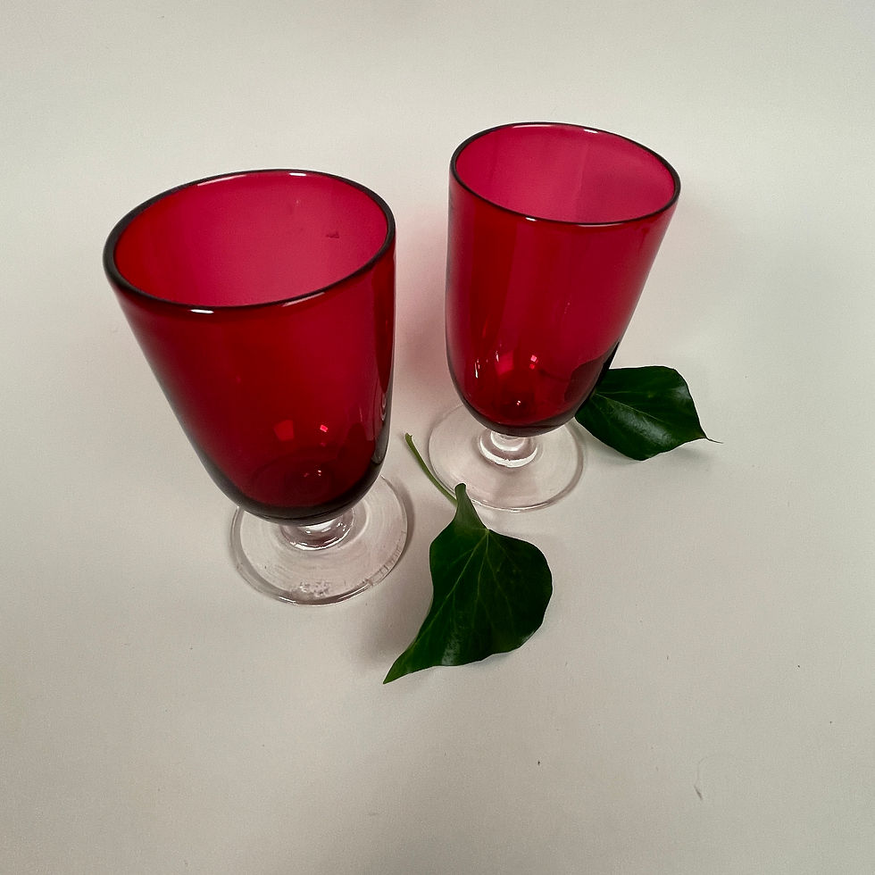 Thumbnail: Pair Of Cranberry Glass Goblets