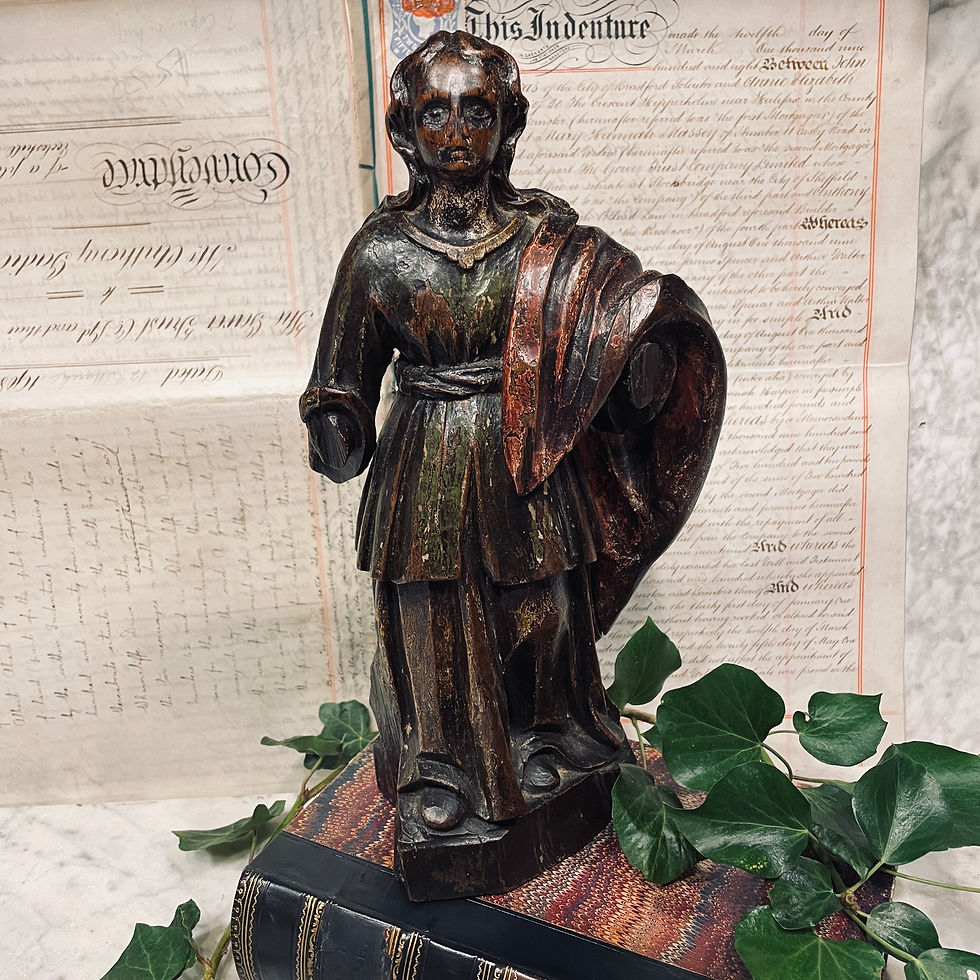 Thumbnail: 17th Century Polychrome Carved Santos Figure