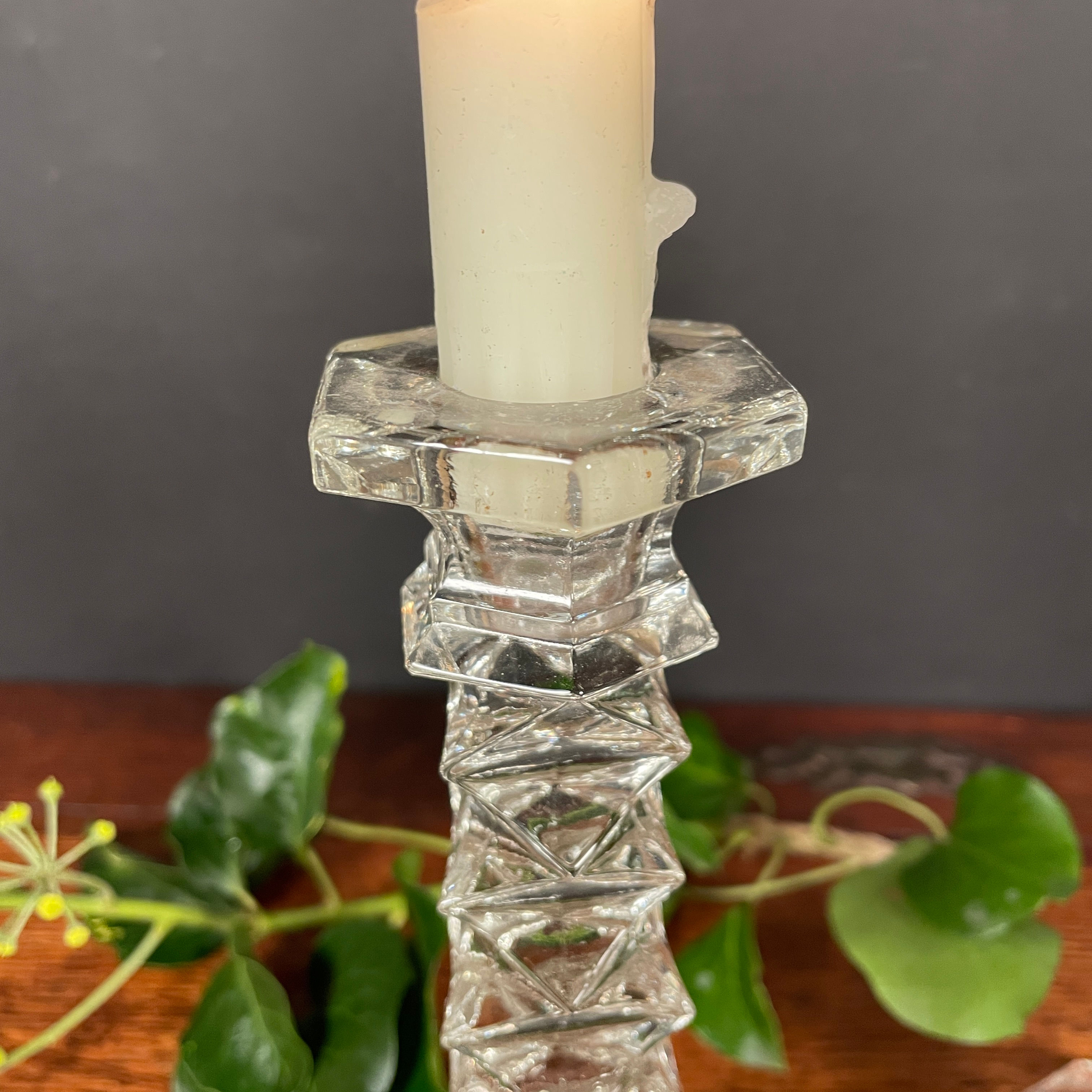 Pair of 1930s Glass Candlesticks