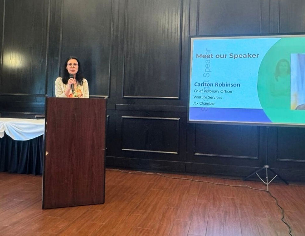 Adriana giving a spotlight speech at Professional Women's Council lunch.