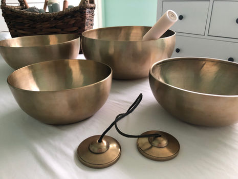 Assorted Himalayan singing bowls.