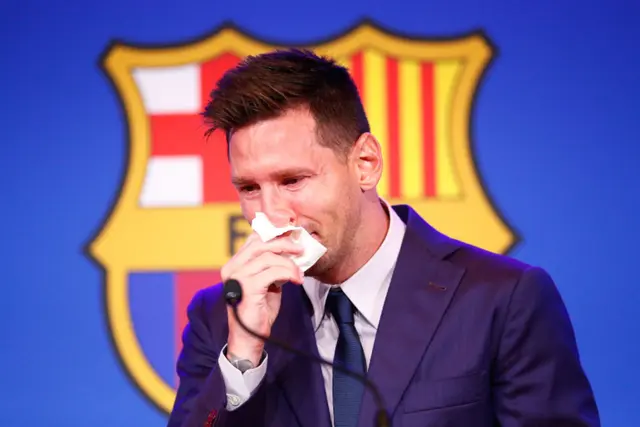 The story that started off with a contract on a napkin ended with Messi in tears holding a napkin consoling himself, for he was leaving. Lionel Messi and Barcelona