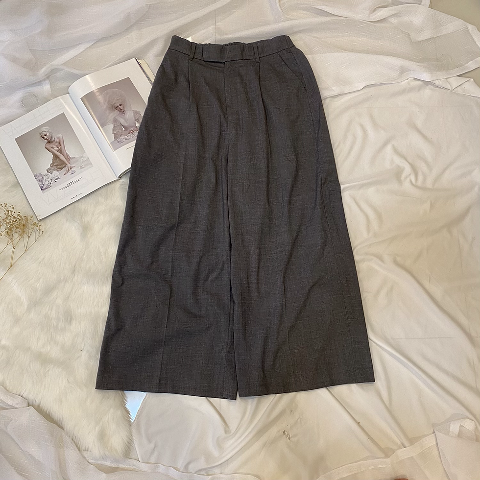 D524 high waist textured stone gray straight pants (W26-30)