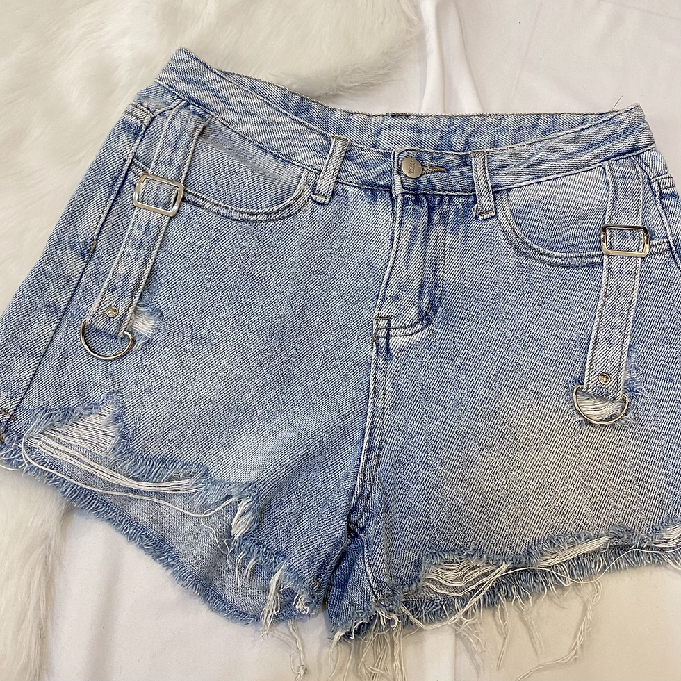 Thumbnail: D476 Acid wash denim shorts (W30)