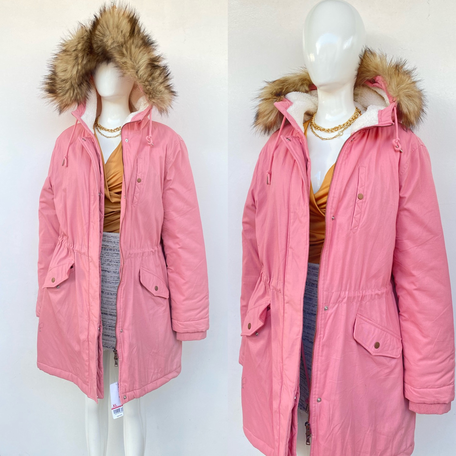 D446 high quality bossini flamingo pink winter jacket (XL)
