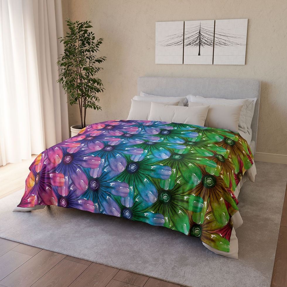 Thumbnail: Rainbow Flowers Soft Polyester Blanket