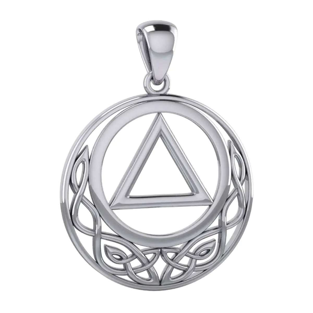 Large Celtic AA Recovery Sterling Silver Pendant