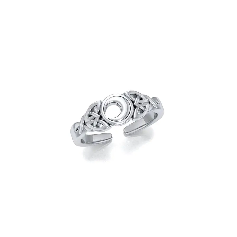 Sterling Silver Celtic Knot Crescent Moon Toe Ring