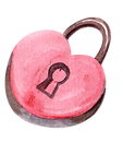 Watercolor heart with lock