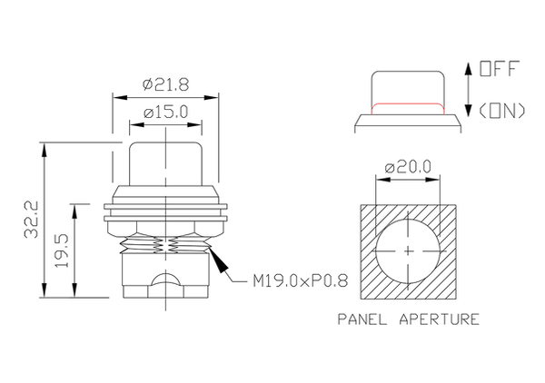 push button switch/panel switch/drawing of FE-A1231