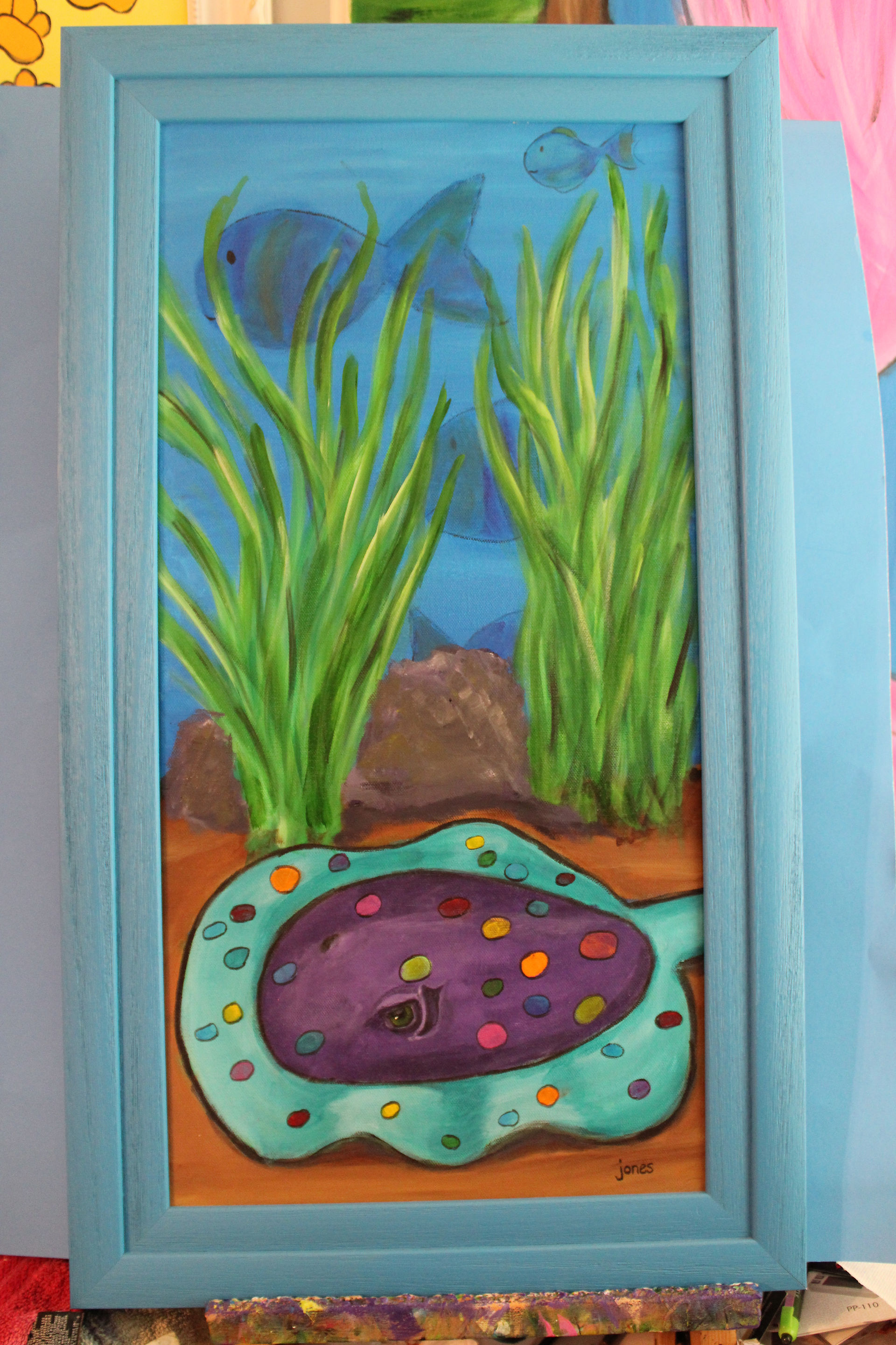Stingray painting in progress.