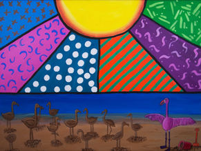 Flamingo Soldiers - Flamingo building an army of sand flamingos
