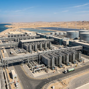 A massive seawater desalination plant facility in Israel