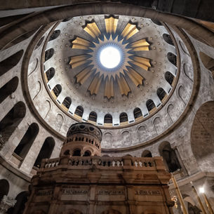 Interior of Church of the Holy Sepulchre, the greatest Christian shrine in the world