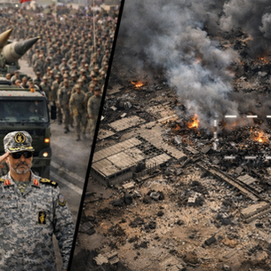 IRGC military parade vs. Air Force strike
