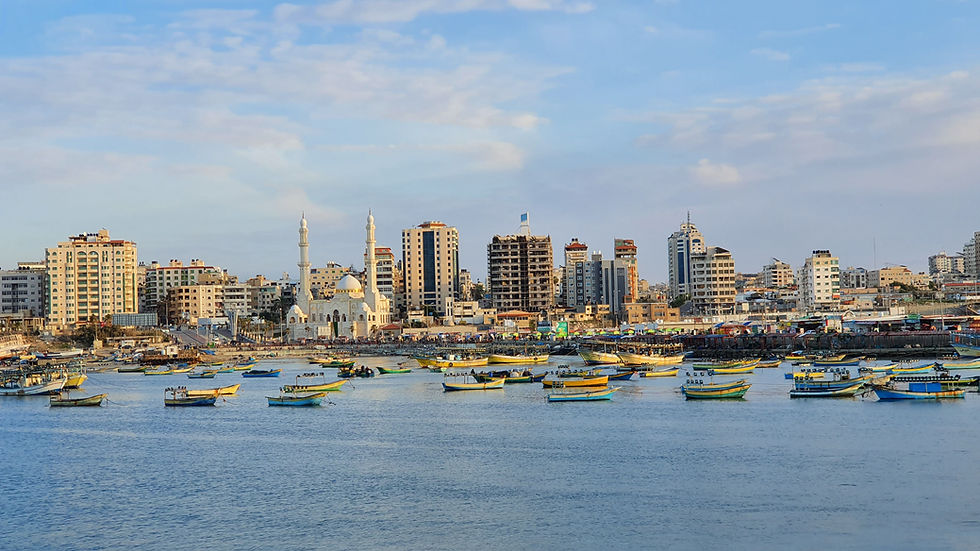 A side view of the port of Gaza City