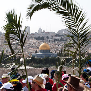 The week before Easter, Christians from all over the world walk to commemorate Jesus' journey from the Mount of Olives to Jerusalem on Palm Sunday