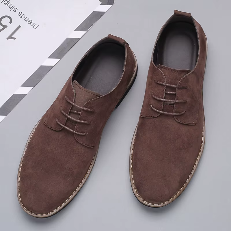 Thumbnail: Fashion Men Suede Leather Casual Shoes Spring Men Flats Lace up Male Oxfords Men