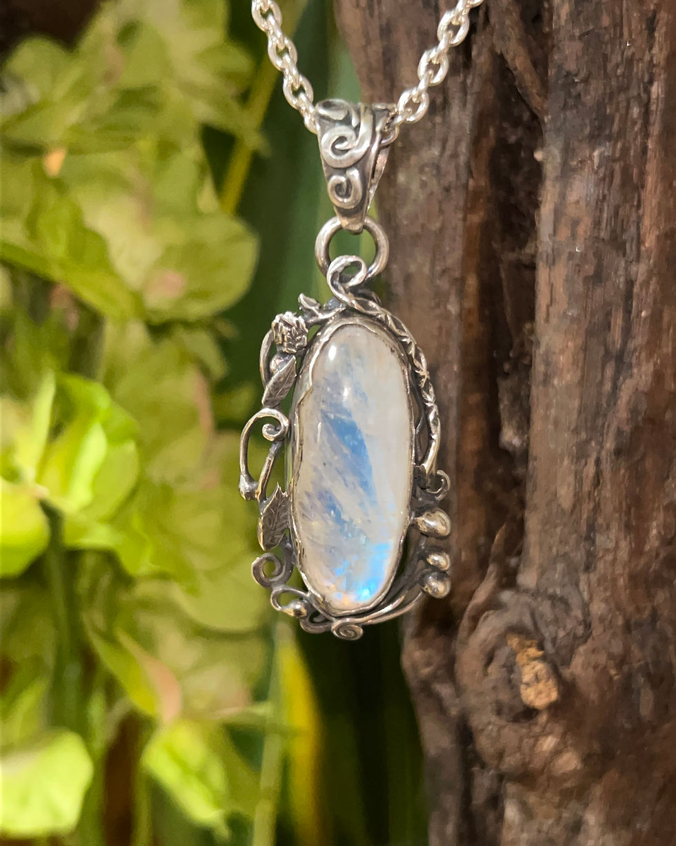 Miniatura: Regenbogen Mondstein Pilzen Anhänger 